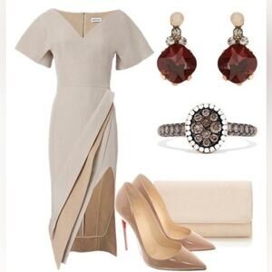 Maticevski Perfecting Midi Dress in Latte Beige Size 2